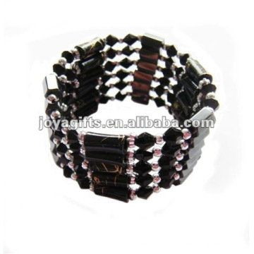 Magnetic Black Glass Beads wrap Bracelets & Necklace 36"